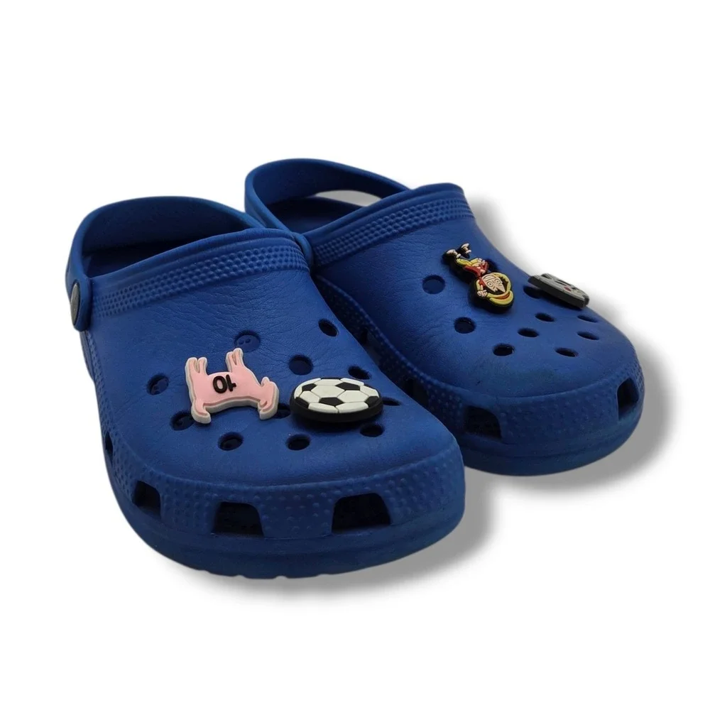 Crocs‎ Classic Clog Charms Youth 1 Blue Slip On Charms